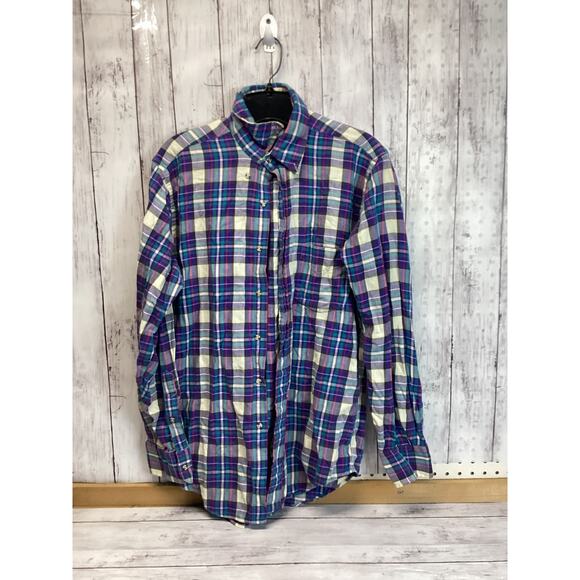 Mens Large Purple Plaid Long Sleeve Button Up Shirt - Picture 2 of 4